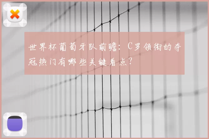 世界杯葡萄牙队前瞻:C罗领衔的夺冠热门有哪些关键看点?